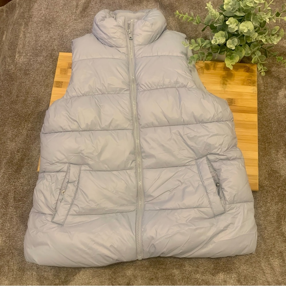 Fleece Lined Puffer Vest, Powder Blue